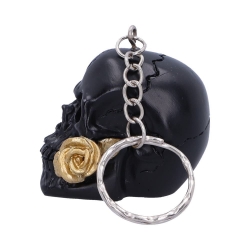 Brelok do kluczy Czarna czaszka z różą - Black Rose From The Dead Keyrings